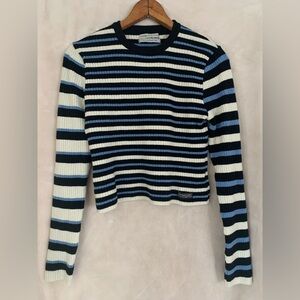Women’s Urban Outfitters Crewneck Long Sleeve Cropped Striped Knit Top